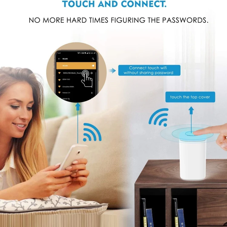 WAVLINK WN551K3 3pcs AC3000 WiFi Wireless Repeater Built-in Antenna Tri-Band Mesh Wireless Router, Plug:US Plug - Image 4