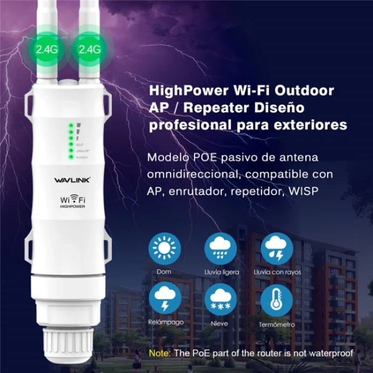 WAVLINK WN570HN2 With PoE Powered WAN/ AP / Repeater Mode 300Mbps Outdoor Router, Plug:EU Plug - Image 9