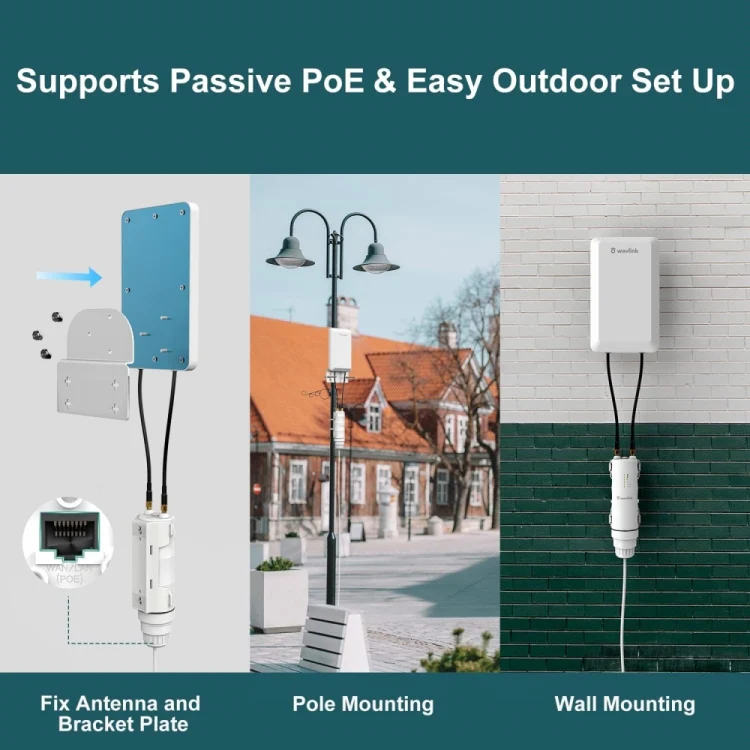WAVLINK WN570HP2 Outdoor Weatherproof 300Mps WiFi Extender Wireless AP Repeater, Plug:EU Plug - Image 4
