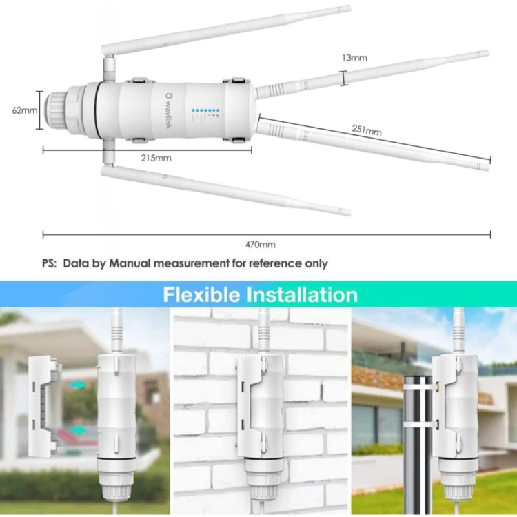 WAVLINK WN572HP3 AC1200 Dual Band Weatherproof Wireless Router Outdoor WiFi Extender, Plug:EU Plug - Image 5