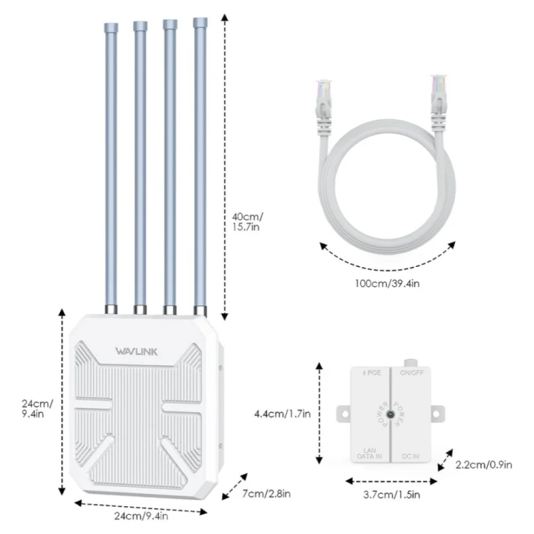 WAVLINK WN573HX1 WiFi 6 AX1800 IP67 Waterproof Outdoor Dual Band Wireless WiFi Routers, Plug:US Plug - Image 3