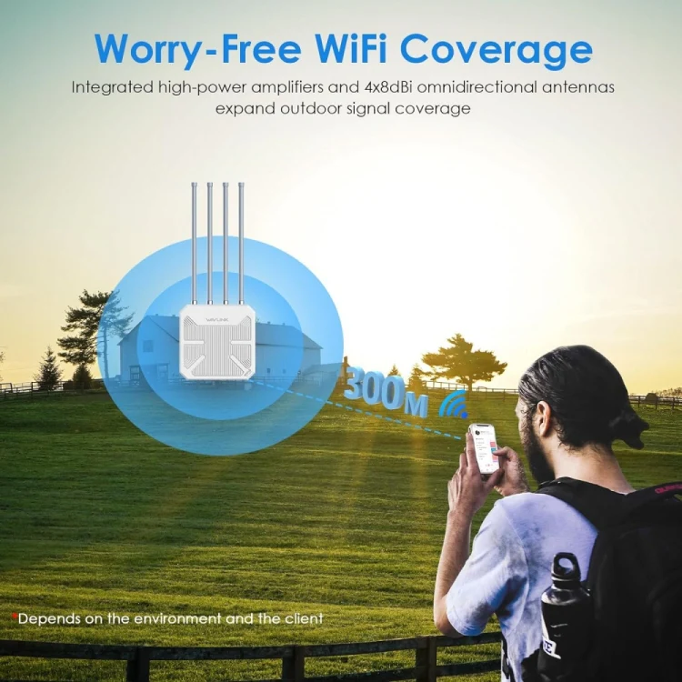 WAVLINK WN573HX3 AX3000 Waterproof Outdoor WiFi Wireless Outdoor Dual Band Router, Plug:US Plug - Image 10