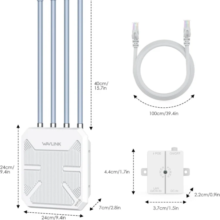 WAVLINK WN573HX3 AX3000 Waterproof Outdoor WiFi Wireless Outdoor Dual Band Router, Plug:US Plug - Image 4