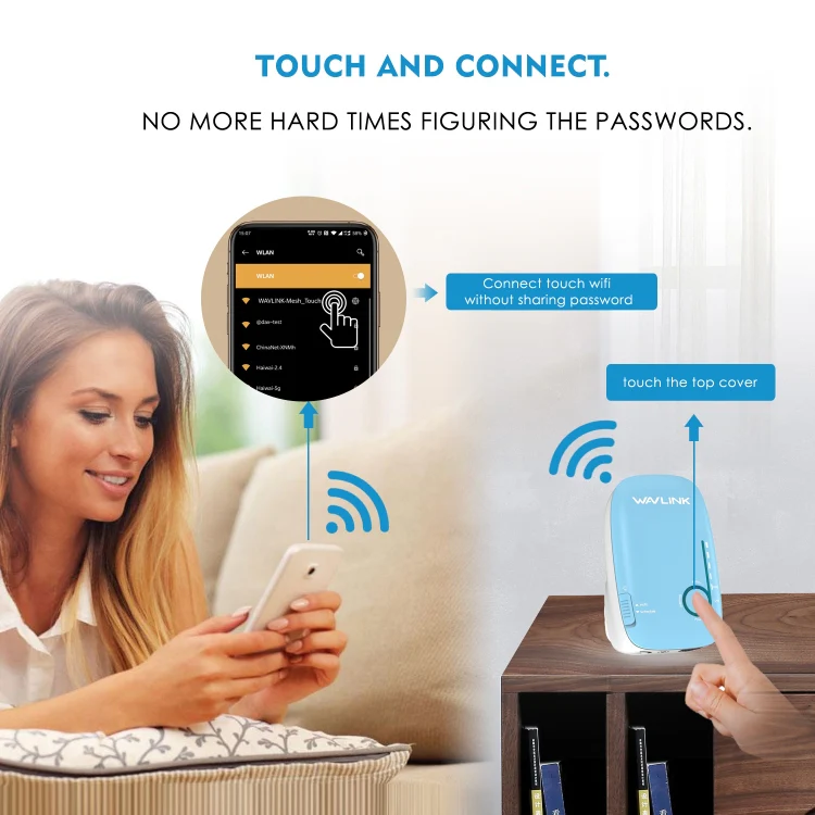 WAVLINK WN576K2 AC1200 Household WiFi Router Network Extender Dual Band Wireless Repeater, Plug:US Plug (Blue) - Image 3