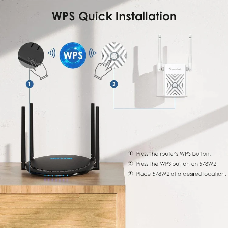 WAVLINK WN578W2 For Home Office N300 WiFi Wireless AP Repeater Signal Booster, Plug:US Plug - Image 3
