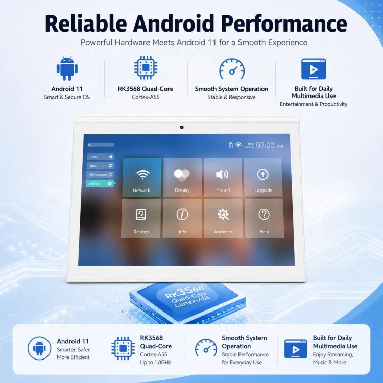 WD1028T 10.1 inch HD Dual Touch Screen Digital Signage, 2GB+16GB, Android 11 RK3568 Quad Core, Plug:EU Plug(White) - Image 8