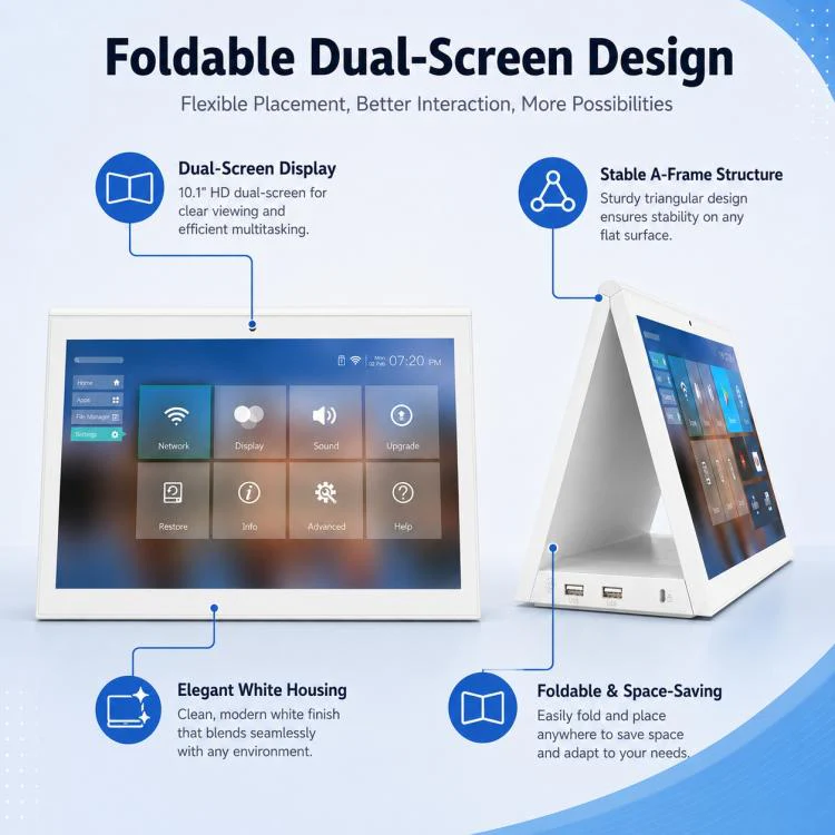 WD1028T 10.1 inch HD Dual Touch Screen Digital Signage, 2GB+16GB, Android 11 RK3568 Quad Core, Plug:US Plug(White) - Image 6