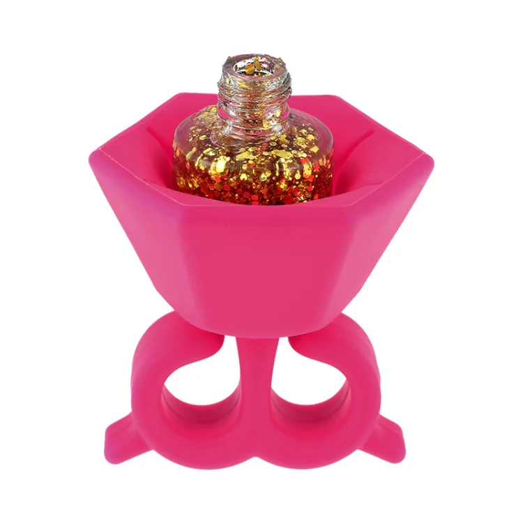 Wearable Nail Polish Bottle Cover Silicone Anti-splash Nail Polish Finger Holder Random Colour Delivery - Image 4