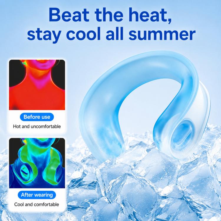 Wearable Neck Cooling Wrap Reusable Soft PVC Neck Ice Pack Refillable Hands-Free Cold Collar for Instant Relief(Blue) - Image 3
