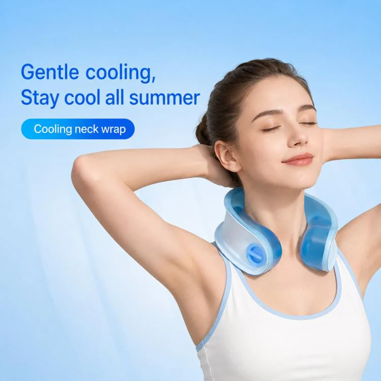 Wearable Neck Cooling Wrap Reusable Soft PVC Neck Ice Pack Refillable Hands-Free Cold Collar for Instant Relief(Grey) - Image 2