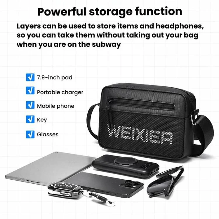 WEIXIER D839 Men Crossbody Shoulder Bag Portable Large-Capacity Bag(Black) - Image 3