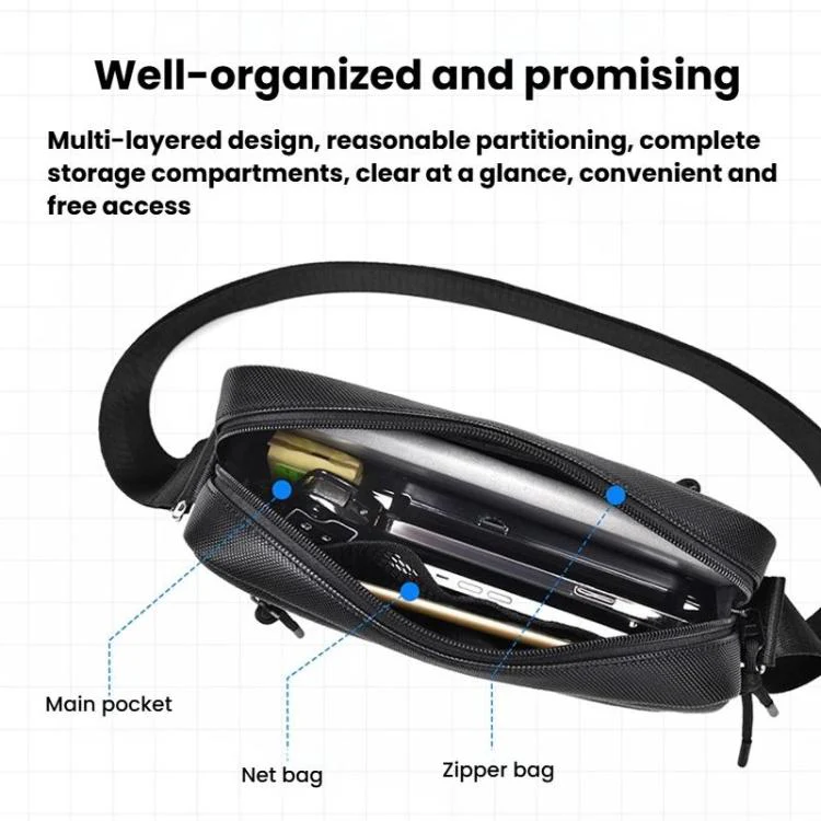 WEIXIER D839 Men Crossbody Shoulder Bag Portable Large-Capacity Bag(Black) - Image 4