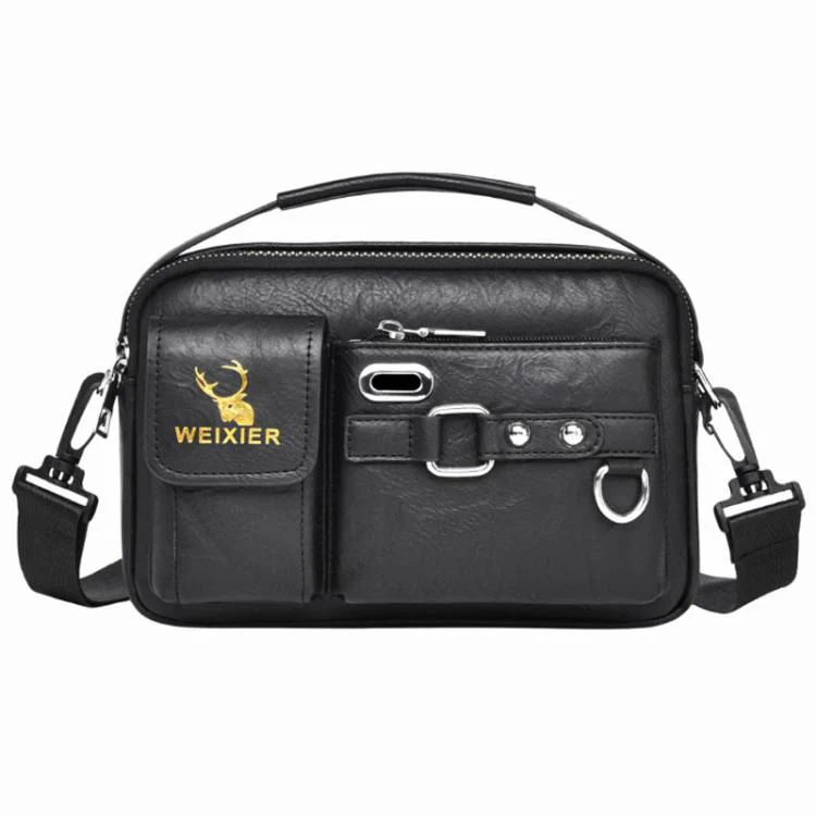 WEIXIER D898 Multi-Functional Men Crossbody Bag Portable Commuter Shoulder Bag, Spec: Plain Weave Black