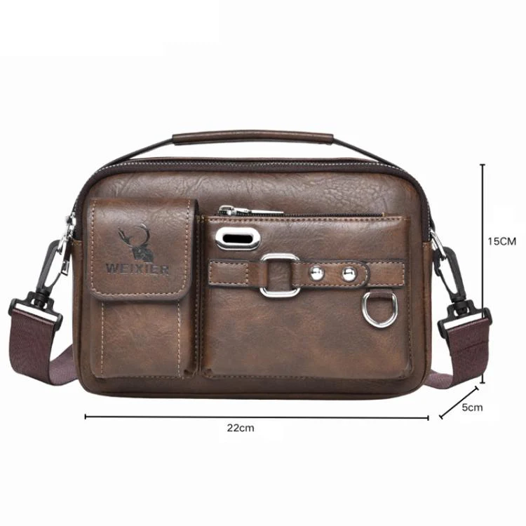WEIXIER D898 Multi-Functional Men Crossbody Bag Portable Commuter Shoulder Bag, Spec: Plain Weave Dark Brown - Image 9