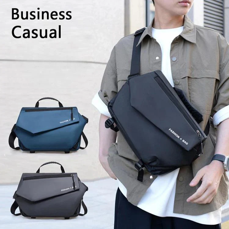 WEIXIER Large Capacity Messenger Bag for Men, Water Resistant Crossbody Shoulder Bag Multi-Pocket Briefcase with Luggage Strap(Gray) - Image 2