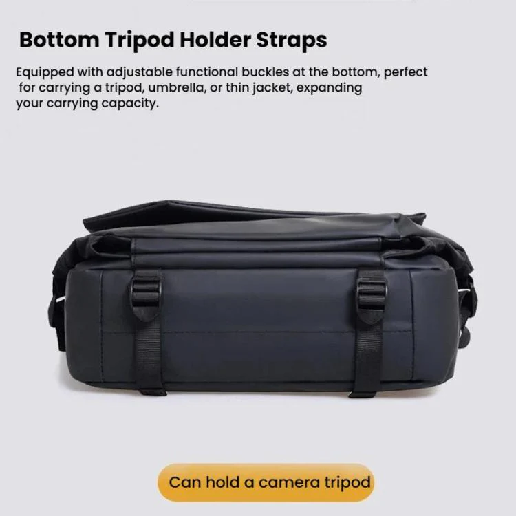 WEIXIER Large Capacity Messenger Bag for Men, Water Resistant Crossbody Shoulder Bag Multi-Pocket Briefcase with Luggage Strap(Gray) - Image 5