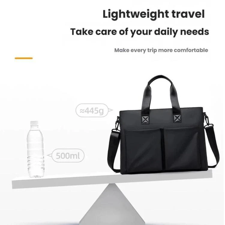 WEIXIER Men Briefcase Laptop Bag Waterproof Business Messenger Bag with Luggage Strap(Black) - Image 5