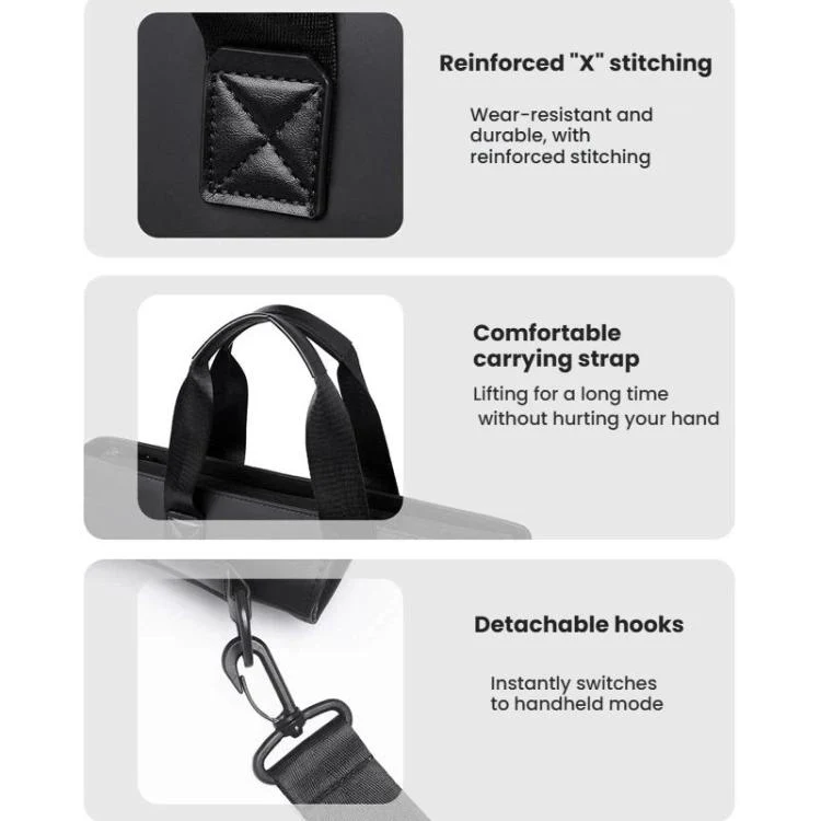 WEIXIER Men Briefcase Laptop Bag Waterproof Business Messenger Bag with Luggage Strap(Gray) - Image 7