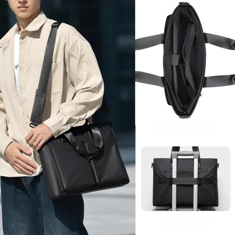 WEIXIER Men Briefcase Laptop Bag Waterproof Business Messenger Bag with Luggage Strap(Green) - Image 2