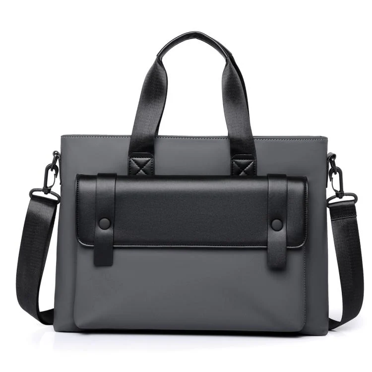 WEIXIER Mens Briefcase Laptop Bag 14 Inch Waterproof Business Messenger Bag Casual Tote Handbag with Luggage Strap(Gray)