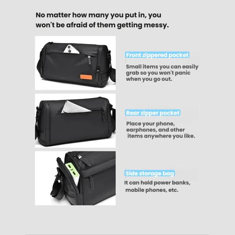 WEIXIER WD5624 Men Small Crossbody Bag Lightweight Messenger Bag with Multi-Pocket Design Waterproof & Anti-Scratch Shoulder Bag(Green) - Image 5