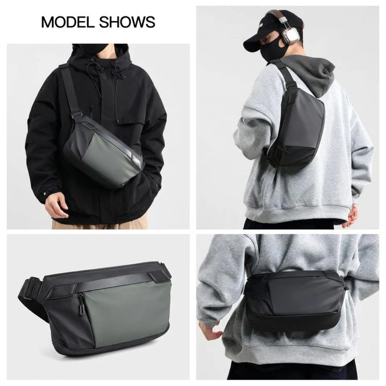 WEIXIER WD956 Men Waterproof Sling Bag Chest Shoulder Crossbody Bag Techwear Minimalist Waist Pack Fanny Pack(Army Green) - Image 6