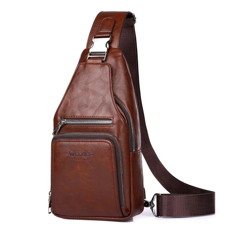 WEIXIER X451Men Crossbody Bag Outdoor Portable Chest Bag(Dark Brown)