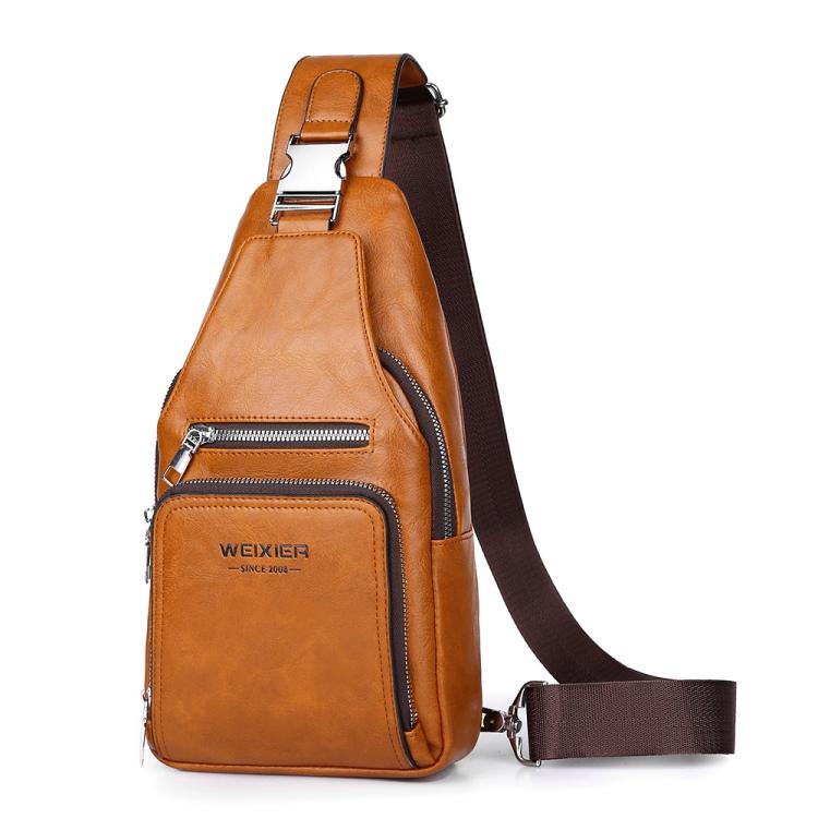 WEIXIER X451Men Crossbody Bag Outdoor Portable Chest Bag(Light Brown)