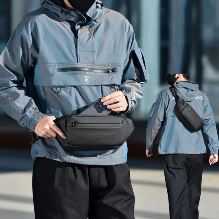 WEIXIER Y9581 Mens Sling Bag Waterproof Fanny Pack Crossbody Shoulder Chest Bag(Black) - Image 2