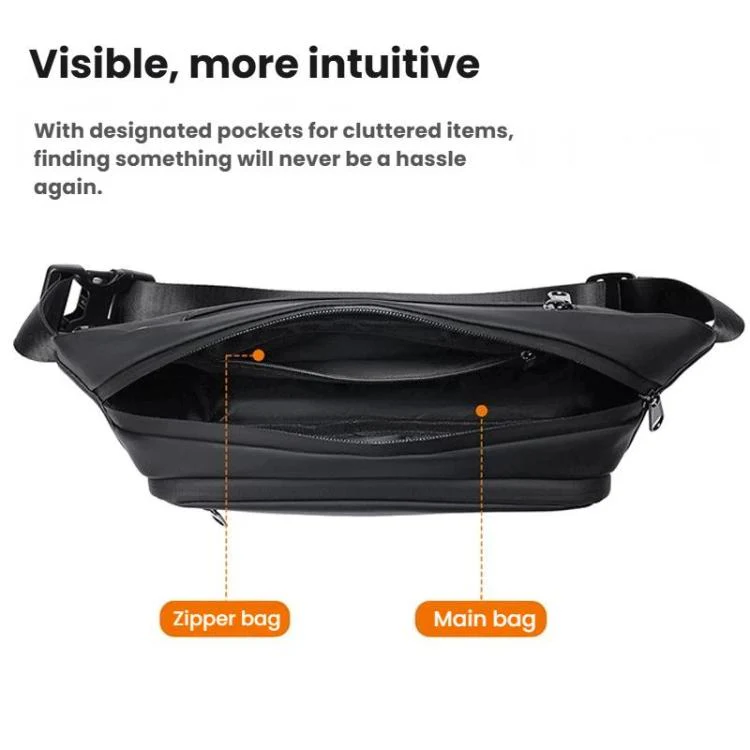 WEIXIER Y9581 Mens Sling Bag Waterproof Fanny Pack Crossbody Shoulder Chest Bag(Black) - Image 4