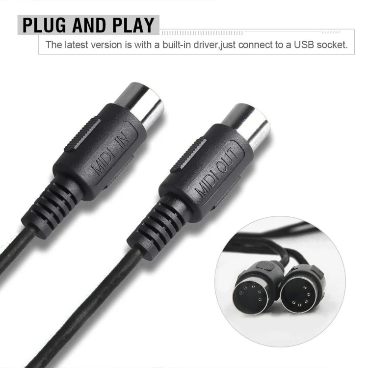 WERSI UM-18 USB MIDI Cable MidiPort Midi Cable Electric Piano Electronic Drum Music Editing Line, Length: 2m(Red) - Image 8