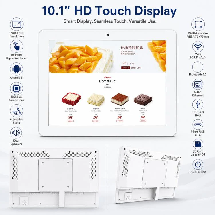 WF1036T 10.1 inch HD Touch Screen Digital Signage, 2GB+16GB, Android 11 RK3566 Quad Core, Plug:EU Plug(White) - Image 5
