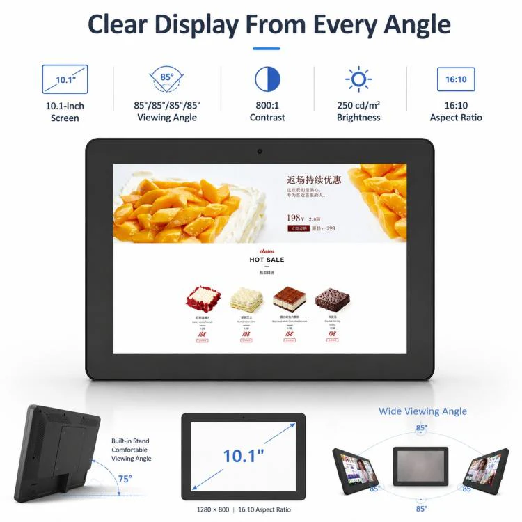 WF1036T 10.1 inch HD Touch Screen Digital Signage, 2GB+16GB, Android 11 RK3566 Quad Core, Plug:US Plug(Black) - Image 6