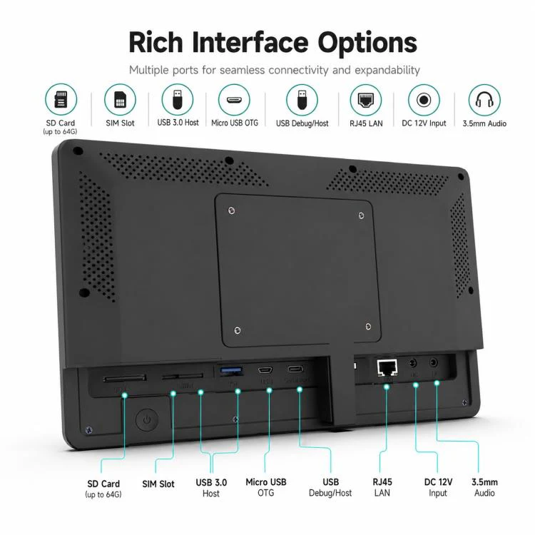 WF1036T 10.1 inch HD Touch Screen Digital Signage, 2GB+16GB, Android 11 RK3566 Quad Core, Plug:US Plug(Black) - Image 8