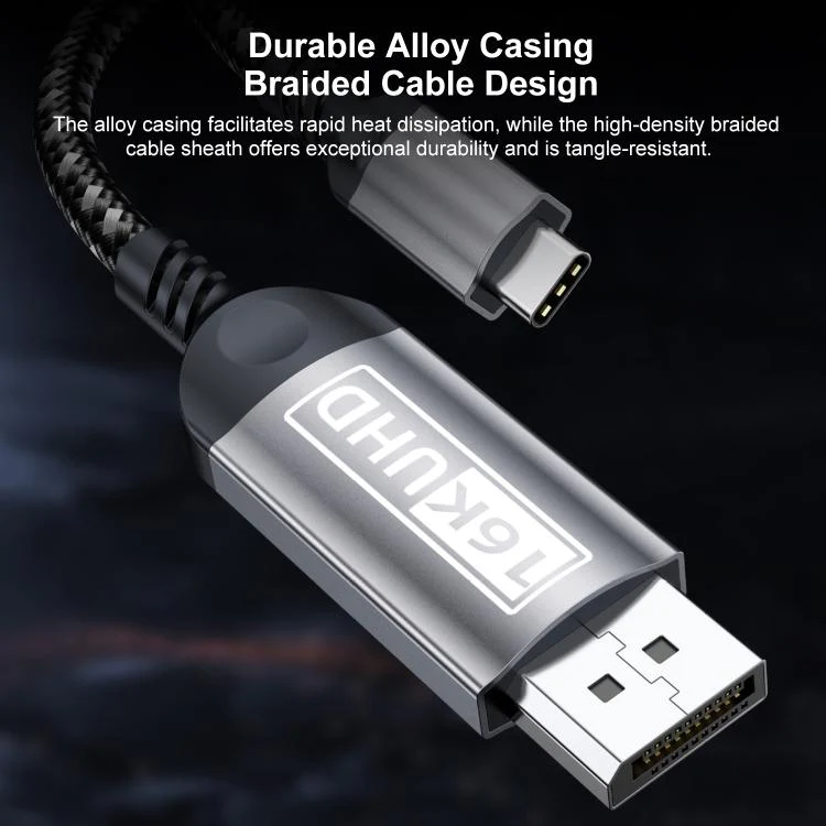WG228 16K Ultra HD Type-C to DP 2.1 Display Cable Monitor Adapter Cable, Length:2m(Grey) - Image 14