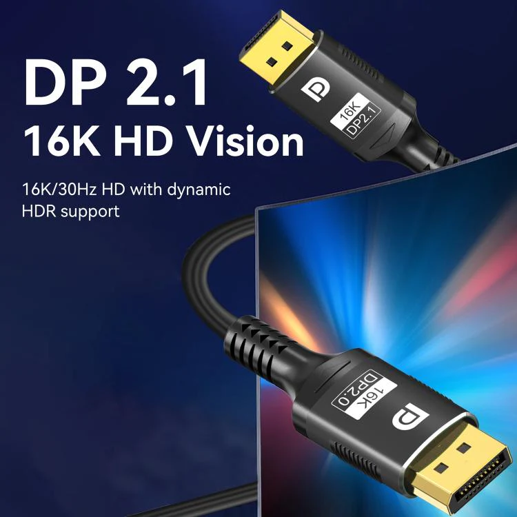 WG231 16K 60Hz DisplayPort 2.1 Male to DisplayPort 2.1 Male HD Adapter Cable, Length:2m(Black) - Image 5
