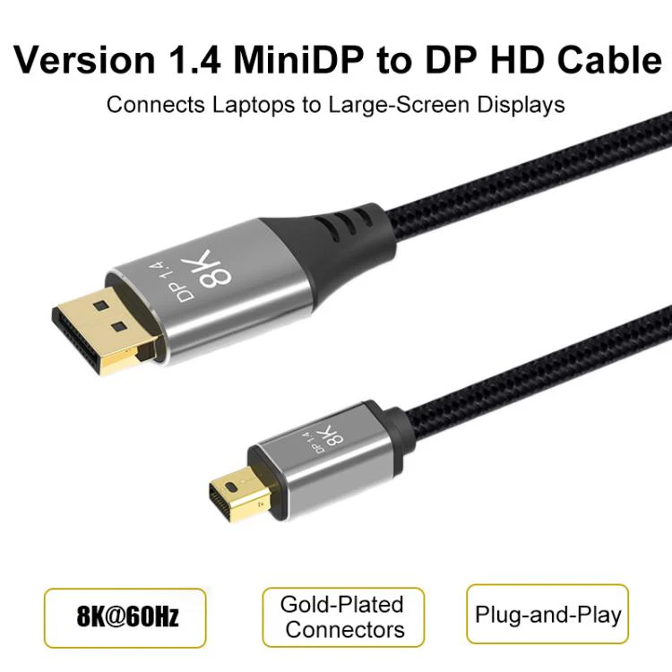 WG233 Mini DP to DP1.4 8K HD Video Adapter Cable, Length:1m(Black) - Image 3