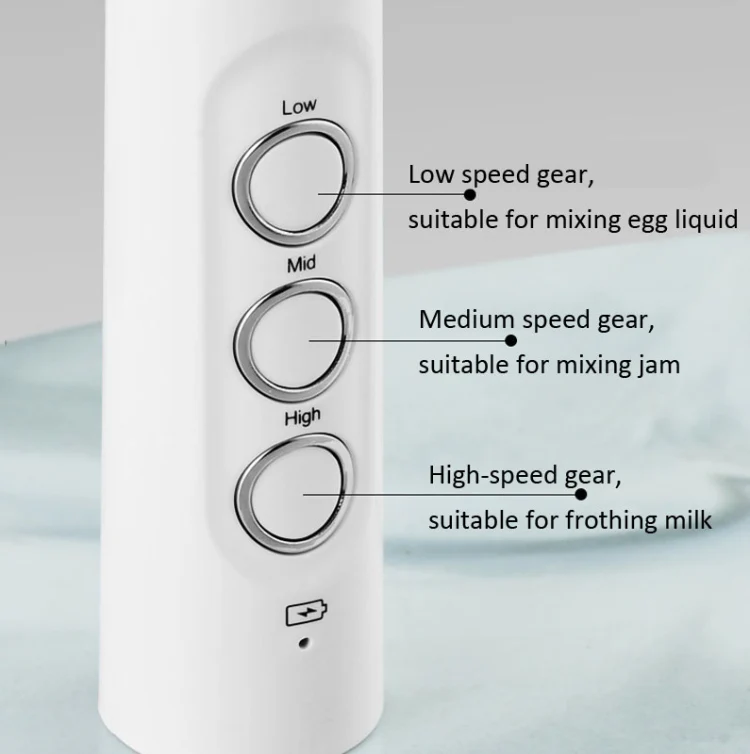 Whisk Household Electric Baking Mini Wireless Hand-Held Charging Stirrer Milk Frother(White) - Image 3