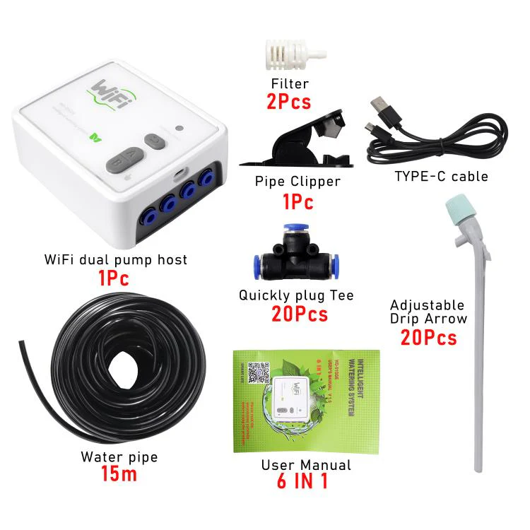 WIFI Smart Dual-Pump Automatic Watering System Cell Phone Remote Control Watering Device, Spec: Adjustable Drip Arrow USB - Image 11