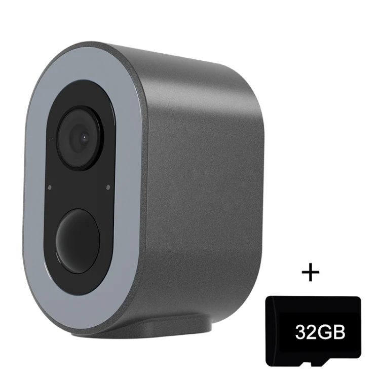 WiFi Tuya Smart Version HD Low Power Consumption Battery Camera, EU Plug, Memory Card:32GB(Grey)