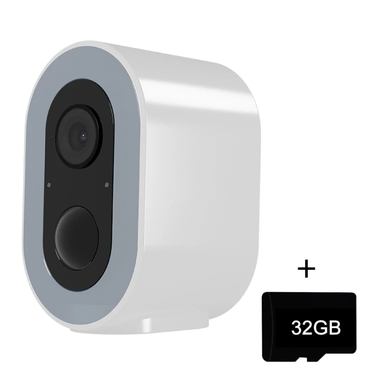 WiFi Tuya Smart Version HD Low Power Consumption Battery Camera, US Plug, Memory Card:32GB(White)
