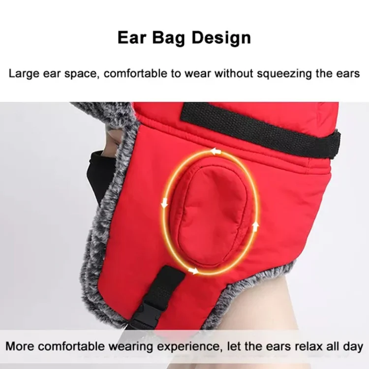 Winter Keep Warm Hat Outdoor Anti-Chilled Waterproof And Velvet Thickened Ski Hat, Size: L 58-60cm(Orange Red) - Image 8