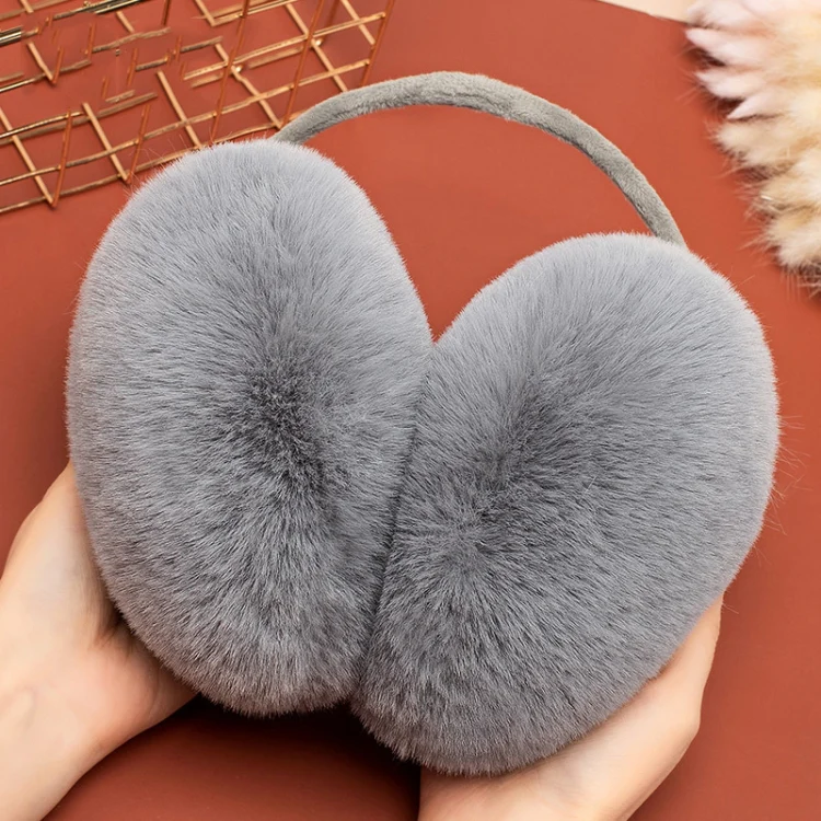 Winter Women Cute Earmuffs Soft Fluffy Warm Earmuffs Adult Children Students Ear Warmer, Size: 16cm Medium(Gray)