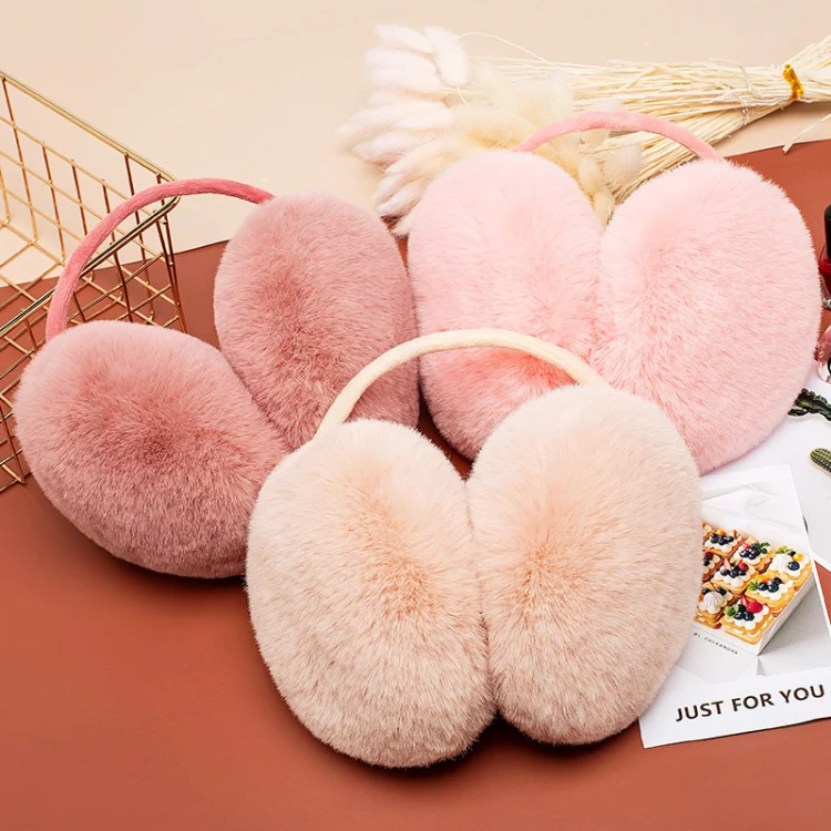 Winter Women Cute Earmuffs Soft Fluffy Warm Earmuffs Adult Children Students Ear Warmer, Size: 16cm Medium(Pink) - Image 4