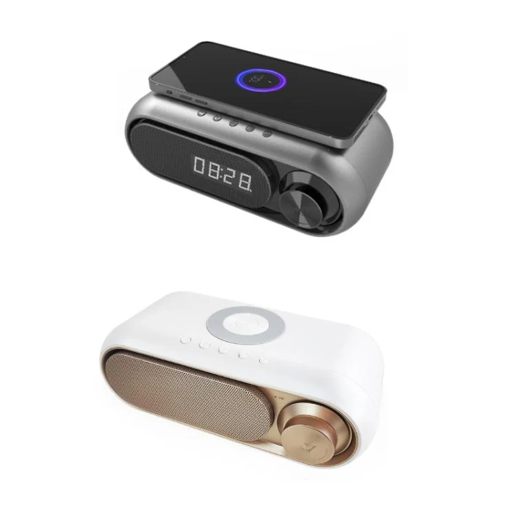 Wireless Charging Bluetooth Speaker Desktop LED Clock(White 15W) - Image 2
