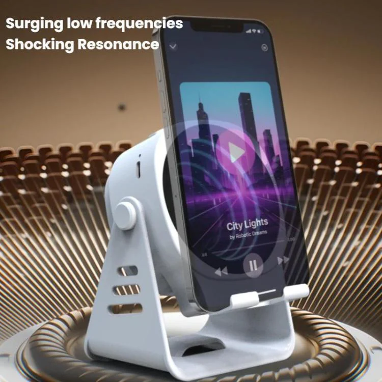 Wireless Induction Speaker With Phone Stand Multifunctional Desktop Bluetooth Speaker Night Light(Blue) - Image 6