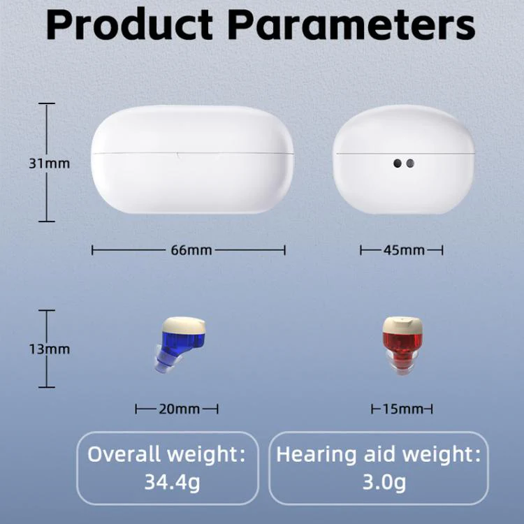 Wireless Invisible Hearing Aid With Digital Display Charging Case & Touch Control Skin Color+Black Case - Image 9