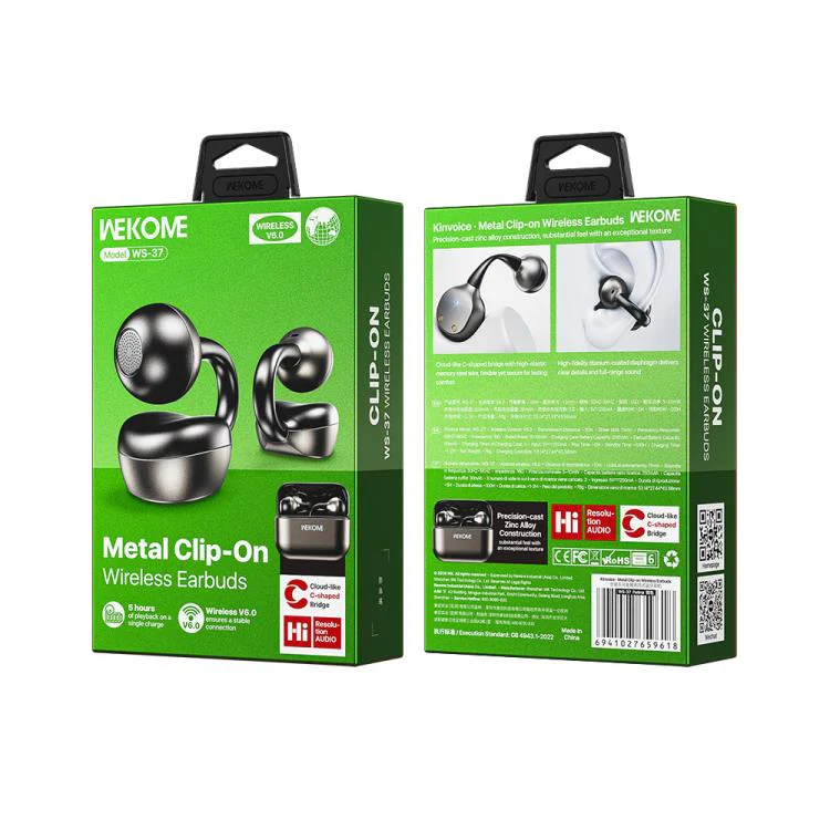 WK WS-37 Kinvoice Series Clip-on Metal Wireless Bluetooth Earphone(Tarnish) - Image 3