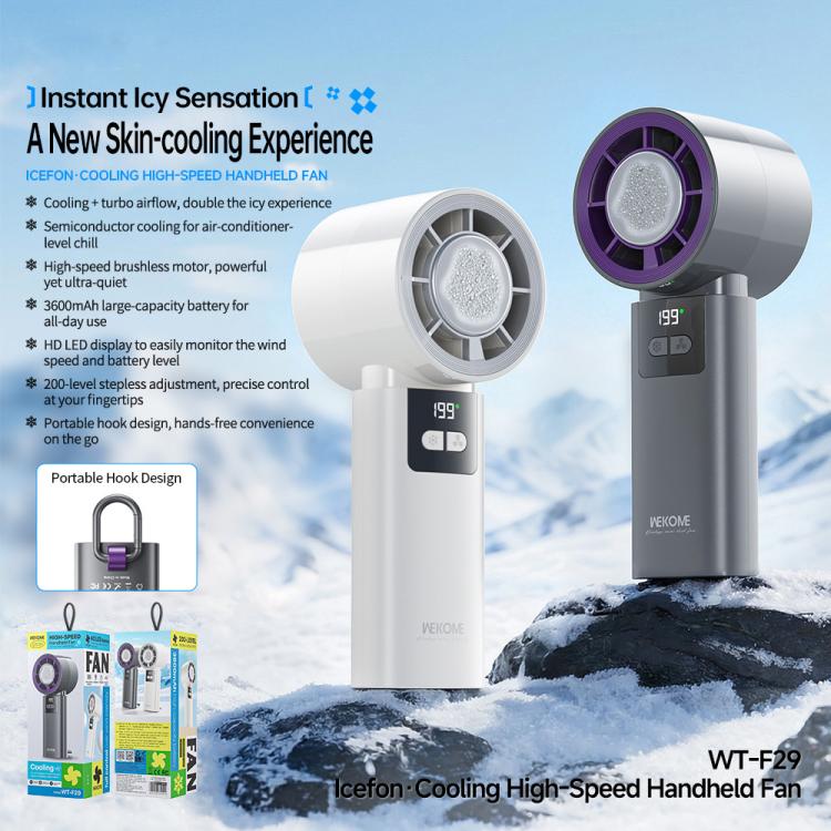 WK WT-F29 Icefon Cooling High-speed Handheld Fan(White) - Image 3
