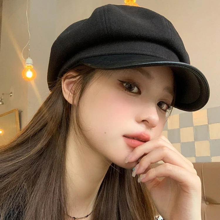Women Beret Autumn Literary Retro Newsboy Hat Octagonal Girl Cap, Size: Free Size(Beige) - Image 5